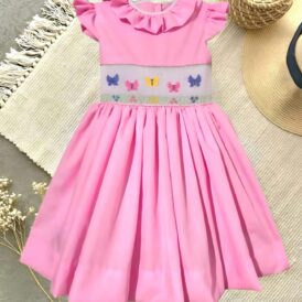Vestido para niña con bordados elegantes_ Bordado 100% artesanal